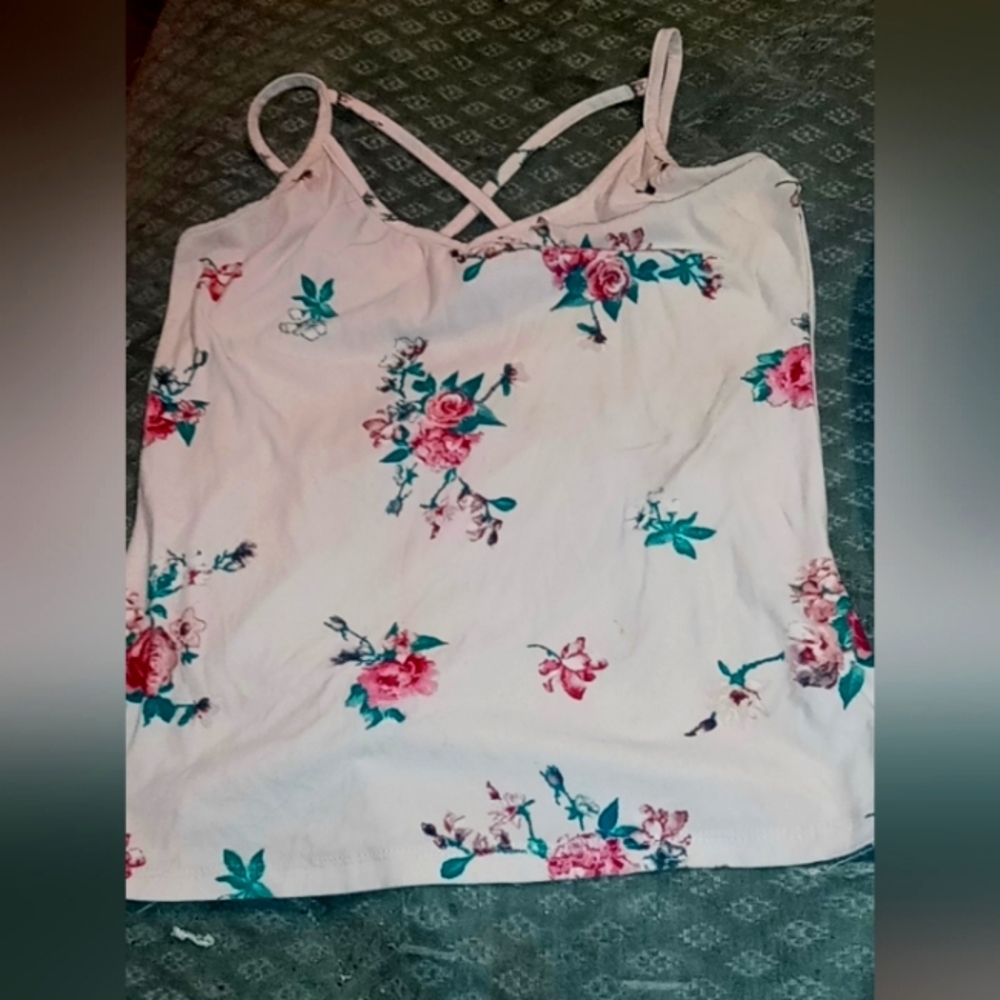 Women's light pink cross strap spaghetti strap top